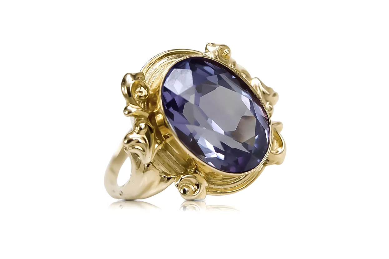 Anneau Artisanat vintage Alexandrite Or jaune 14 carats vrc100y